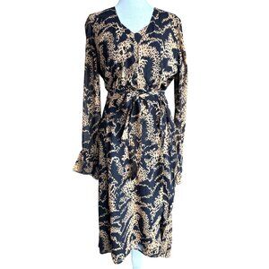 Paige Chamomile Dress Size Small Hyde Black Mixed Tiger Print 100% Silk‎ Lined